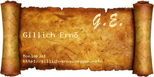 Gillich Ernő névjegykártya